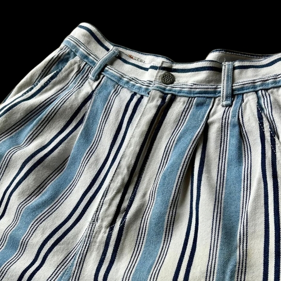 Chic Blue and White Striped Shorts - Picture 2 of 4